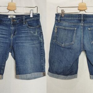 Paige Jax Knee Short Bermuda Jean Cutoff Medium Wash Stretch Size 27